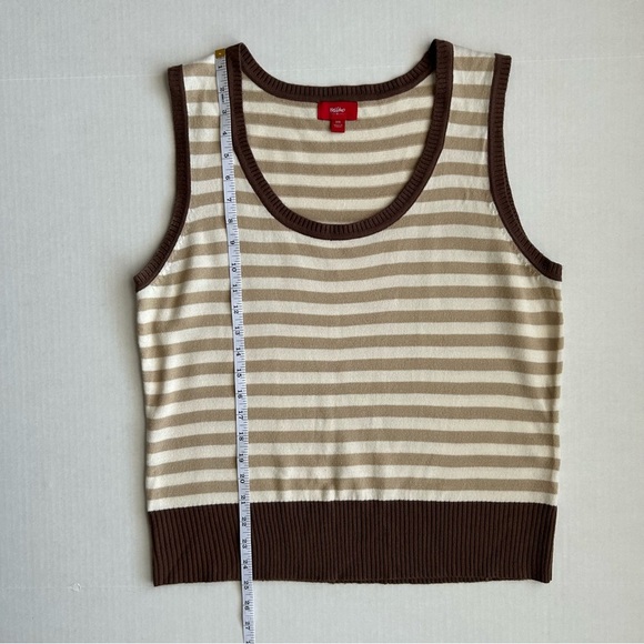 Vintage Mossimo Women’s Brown Cream Striped Sweater Vest Y2K XXL - Picture 5 of 10